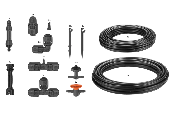 Купить Комплект полива Gardena Micro-Drip-System Raised Bed Set для высоких грядок на 35 растений(13455-20.000.00). Официальный магазин Хускварна Украина, фирменная гарантия с доставкой по Украине.