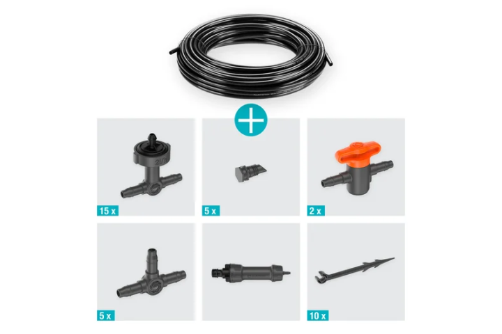 Купити Комплект поливу Gardena Micro-Drip-System Balcony Set на 15 рослин (13401-20.000.00). Офіційний магазин Хускварна Україна, фірмова гарантія з доставкою по Украіні
