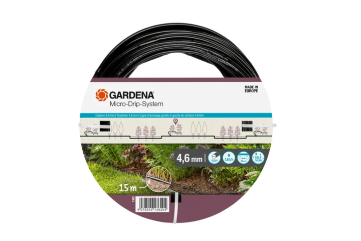 Купити Шланг Gardena для мікрокапельного поливу, 4,6 мм (3/16"), 15 м (01362-20.000.00). Офіційний магазин Хускварна Україна, фірмова гарантія з доставкою по Украіні