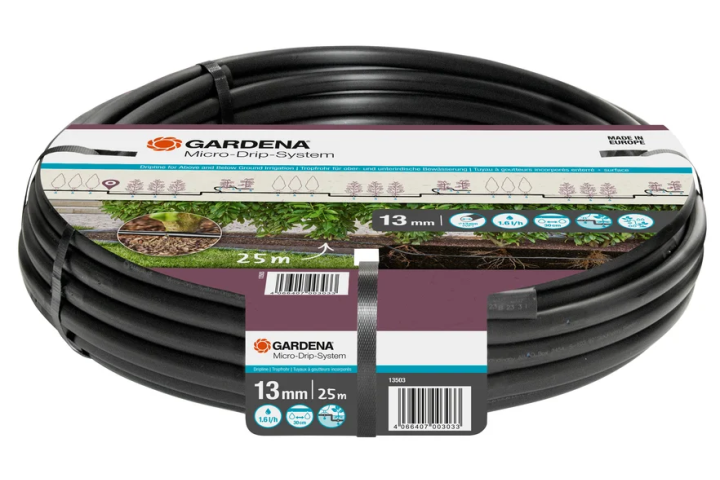 Купити Шланг Gardena Micro-Drip-System для мікрокапельного поливу, 13 мм (1/2"), 25 м (13503-20.000.00). Офіційний магазин Хускварна Україна, фірмова гарантія з доставкою по Украіні
