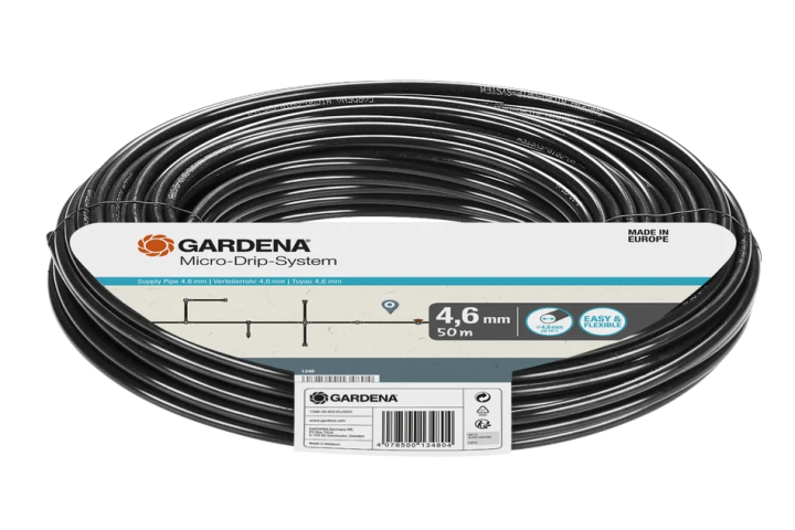 Купити Шланг подавальний Gardena Micro-Drip-System 4,6 мм, 50 м (01348-20.000.00). Офіційний магазин Хускварна Україна, фірмова гарантія з доставкою по Украіні